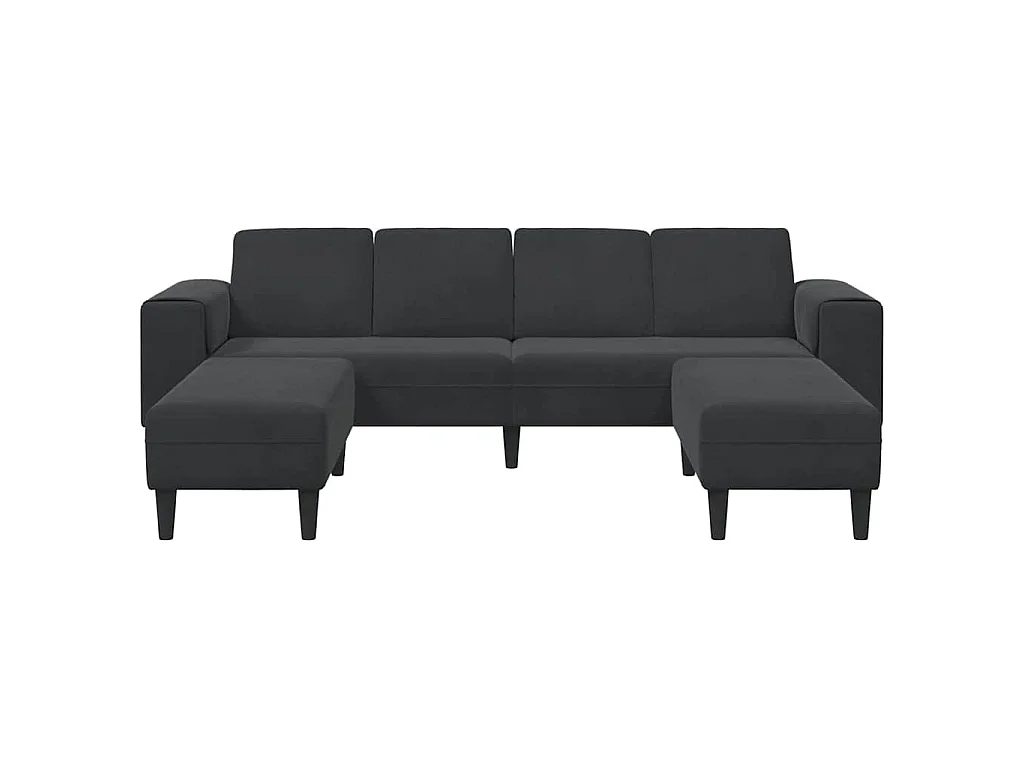 Set di divani in velluto nero da 3 pezzi