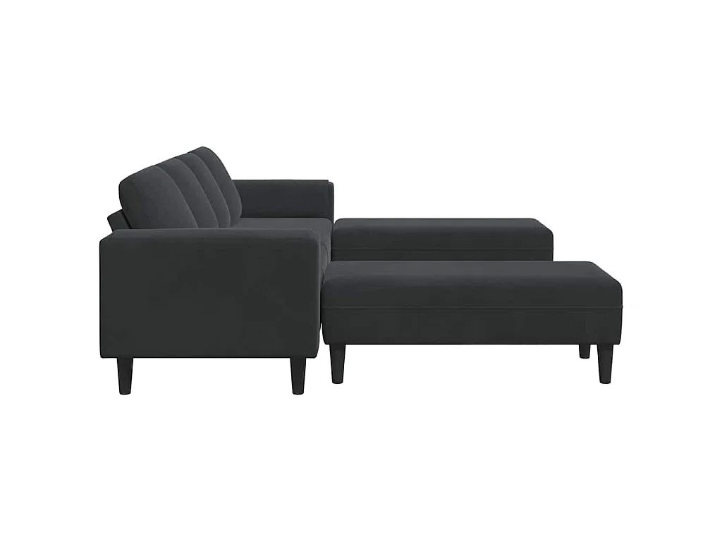 Set di divani in velluto nero da 3 pezzi