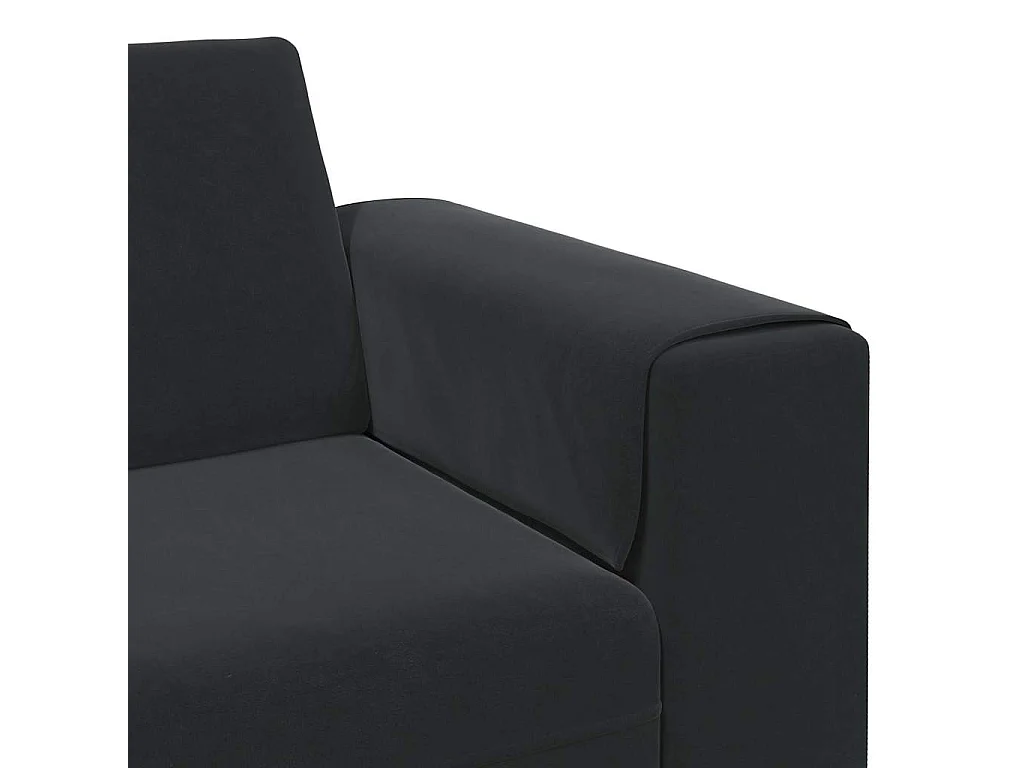 Set di divani in velluto nero da 3 pezzi