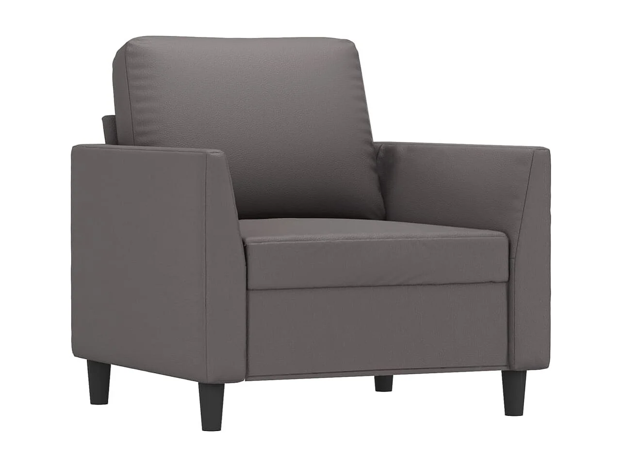 Set di divani 4 pezzi con cuscini in similpelle grigia