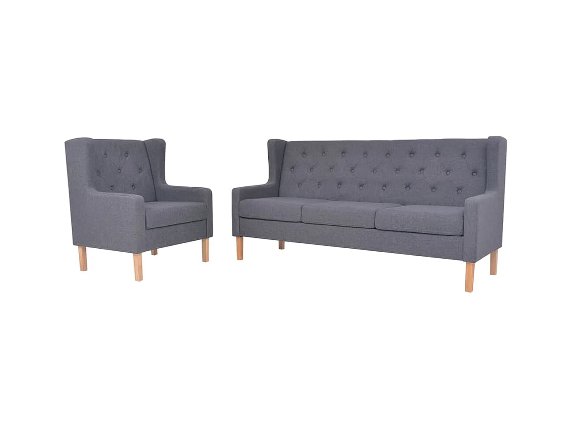 Conjunto de sofá de 2 piezas en tela gris