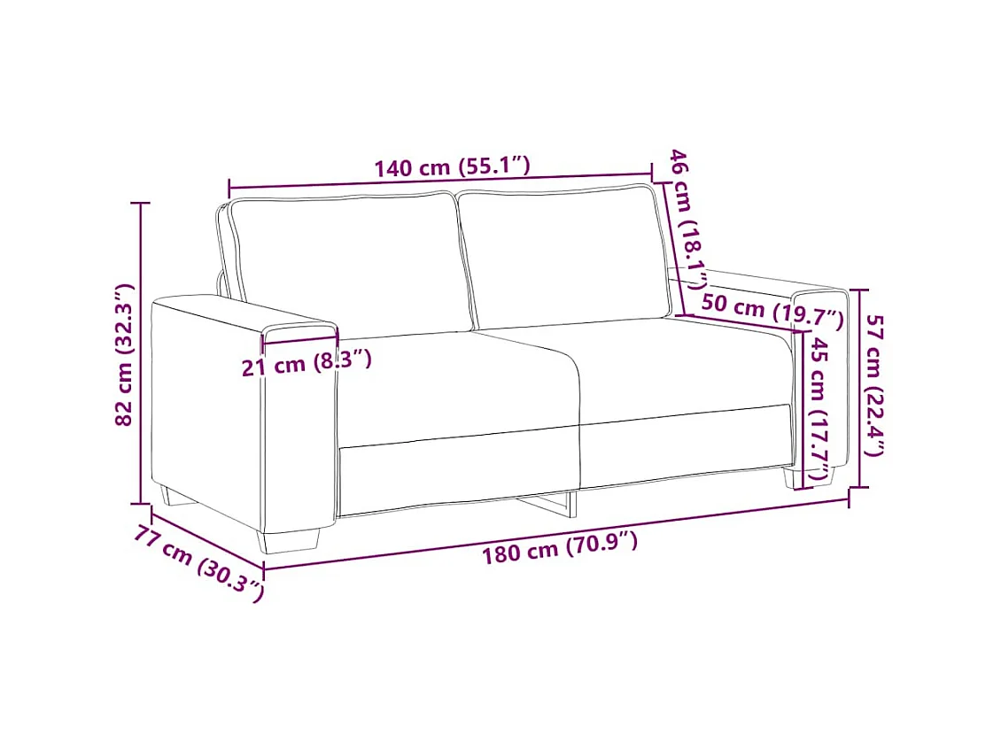Canapé causeuse gris foncé 140 cm tissu velours côtelé