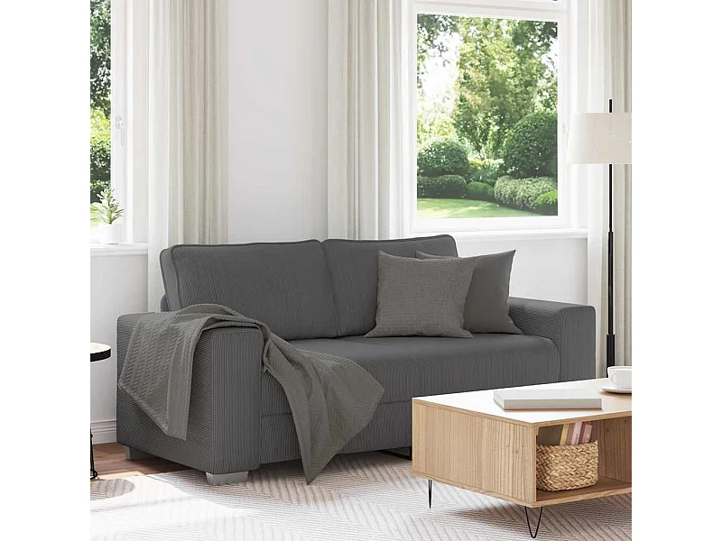 Canapé causeuse gris foncé 140 cm tissu velours côtelé