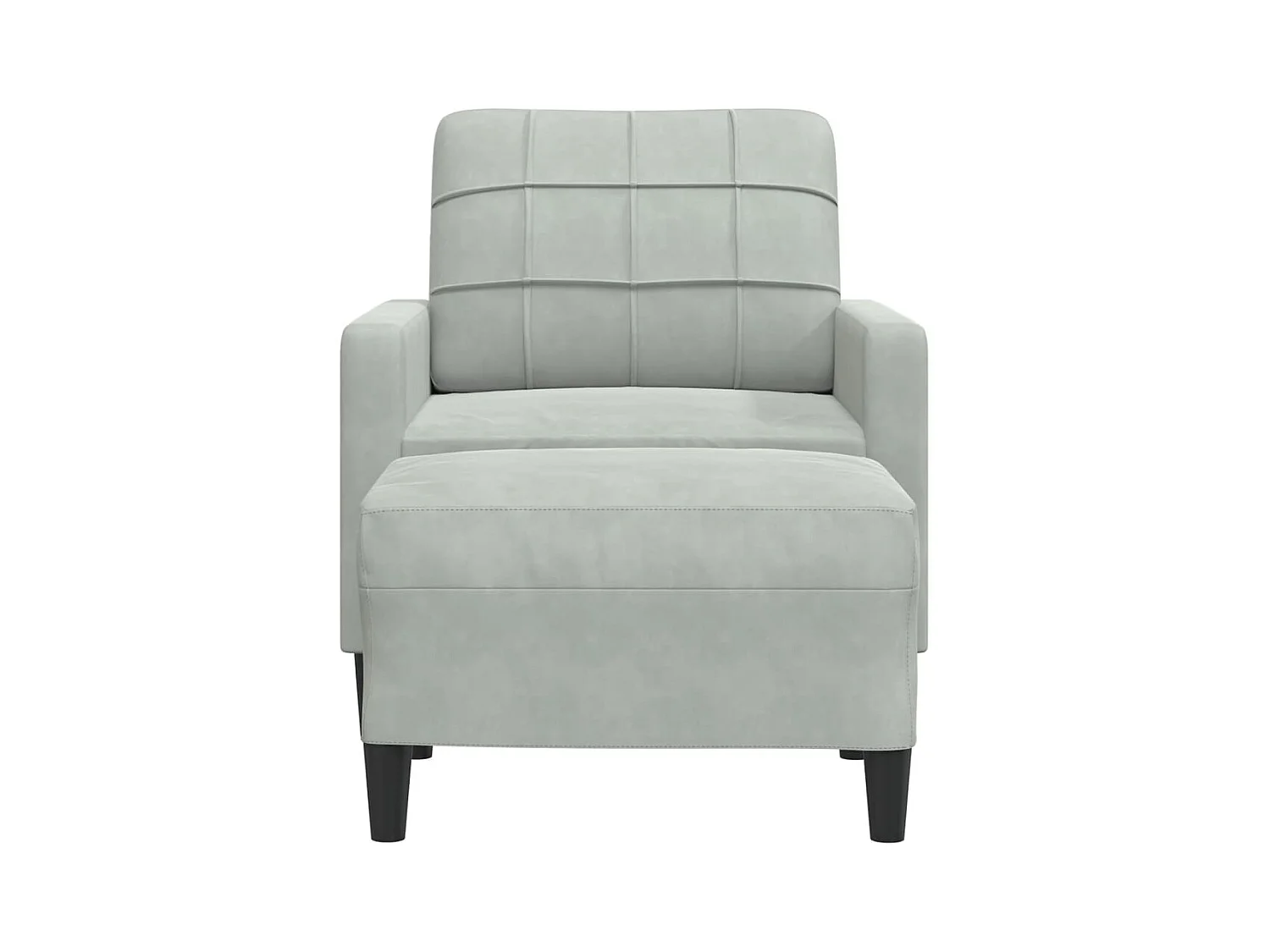 Fauteuil met voetenbankje Lichtgrijs 60 cm Fluweel