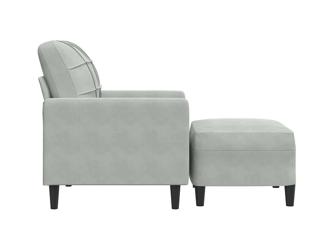 Fauteuil met voetenbankje Lichtgrijs 60 cm Fluweel