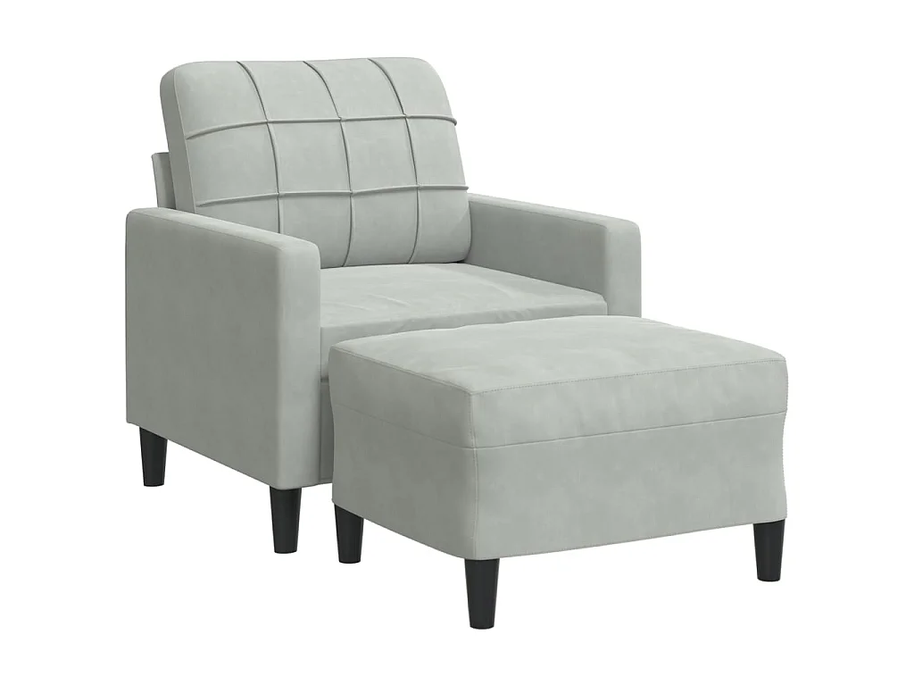 Fauteuil avec repose-pied Gris clair 60 cm Velours