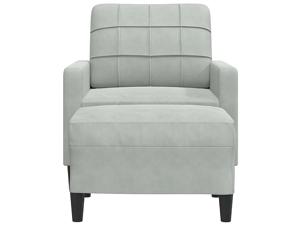Fauteuil avec repose-pied Gris clair 60 cm Velours