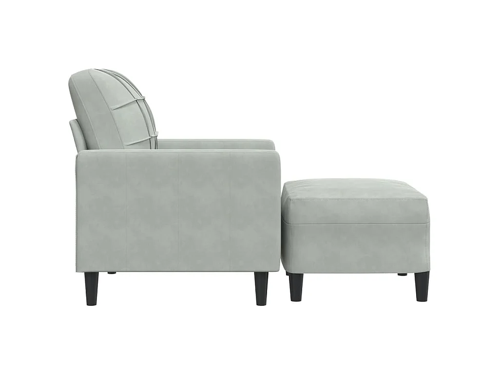 Fauteuil avec repose-pied Gris clair 60 cm Velours