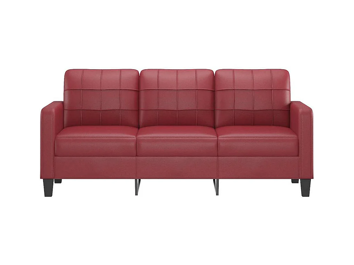 Divano 3 posti rosso bordeaux 180 cm in similpelle