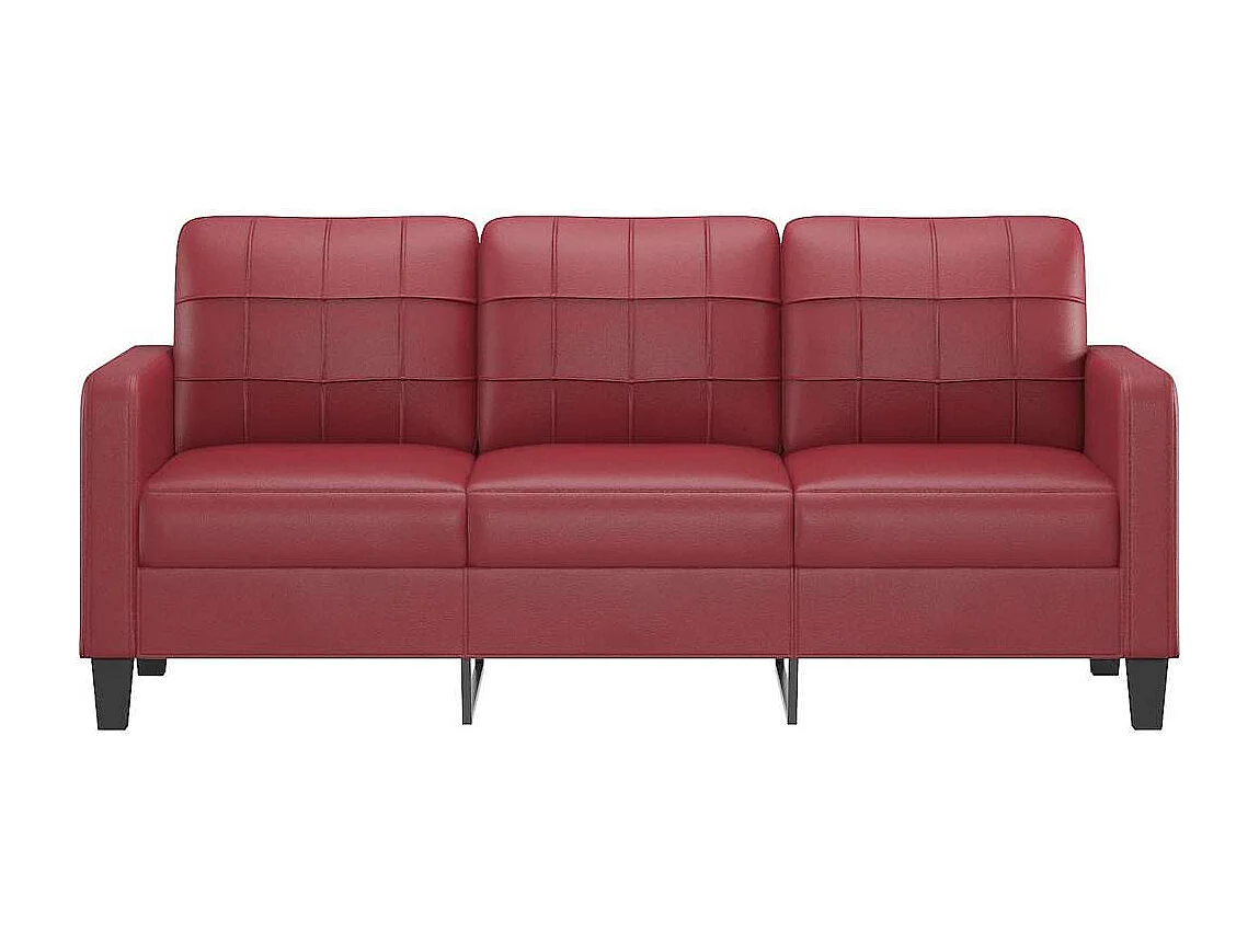Sofá 3 plazas Rojo burdeos 180 cm Piel sintética