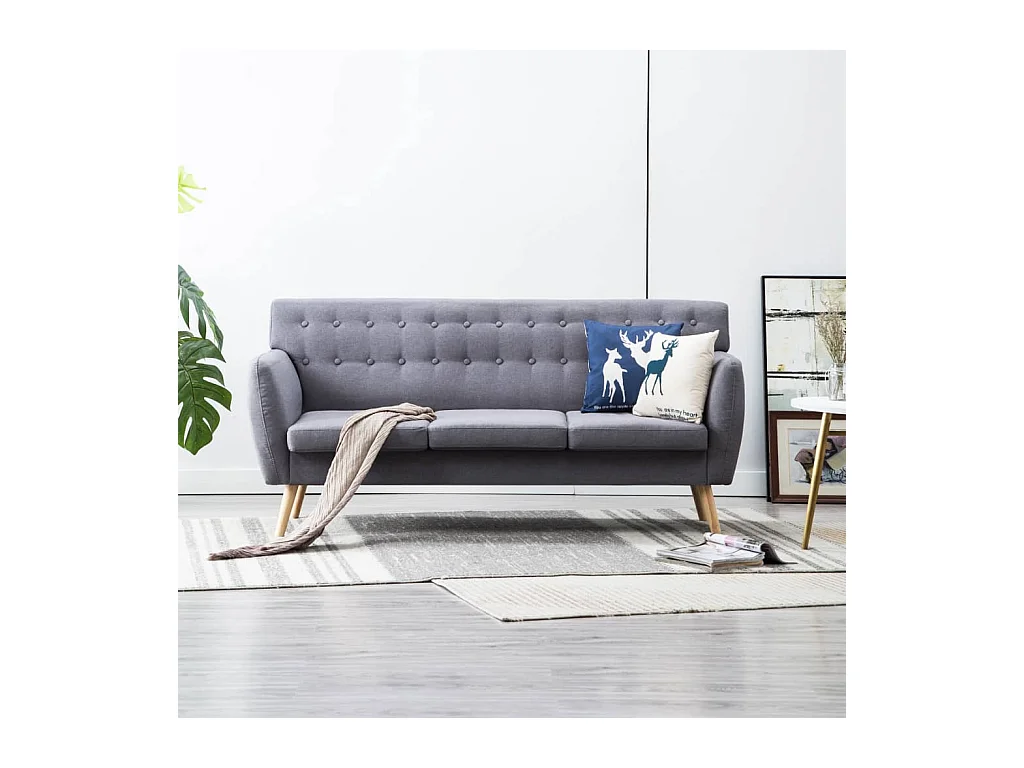 Canapé à 3 places revêtement en tissu 172x70x82 cm gris clair