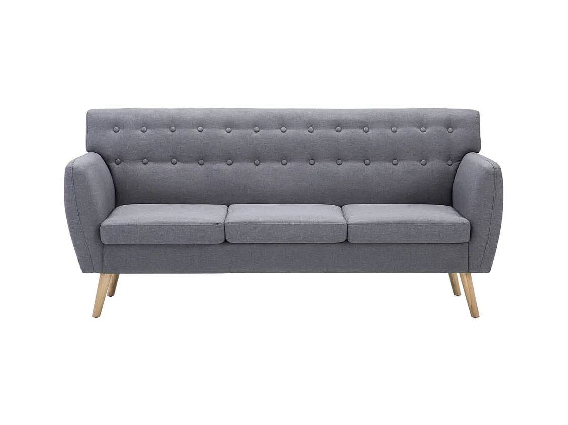 Canapé à 3 places revêtement en tissu 172x70x82 cm gris clair