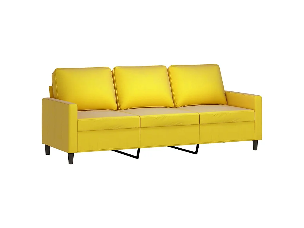 Canapé d'angle 3 places avec repose pieds en velours jaune