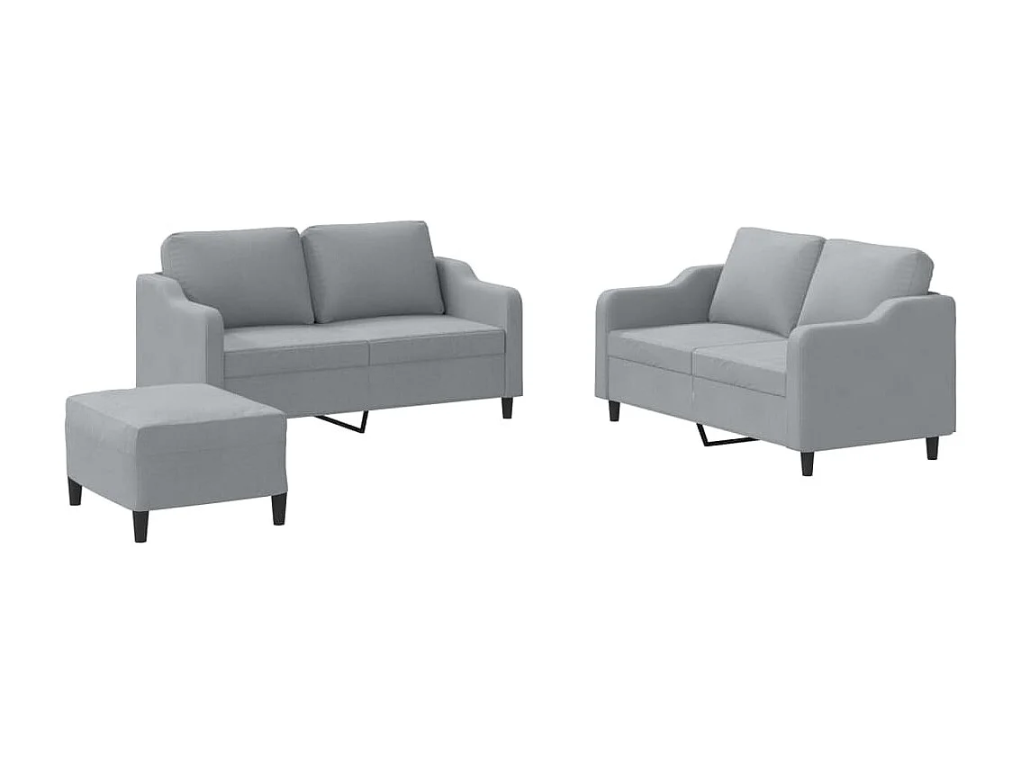 Ensemble de canapés 3 pcs avec coussins Gris clair Tissu