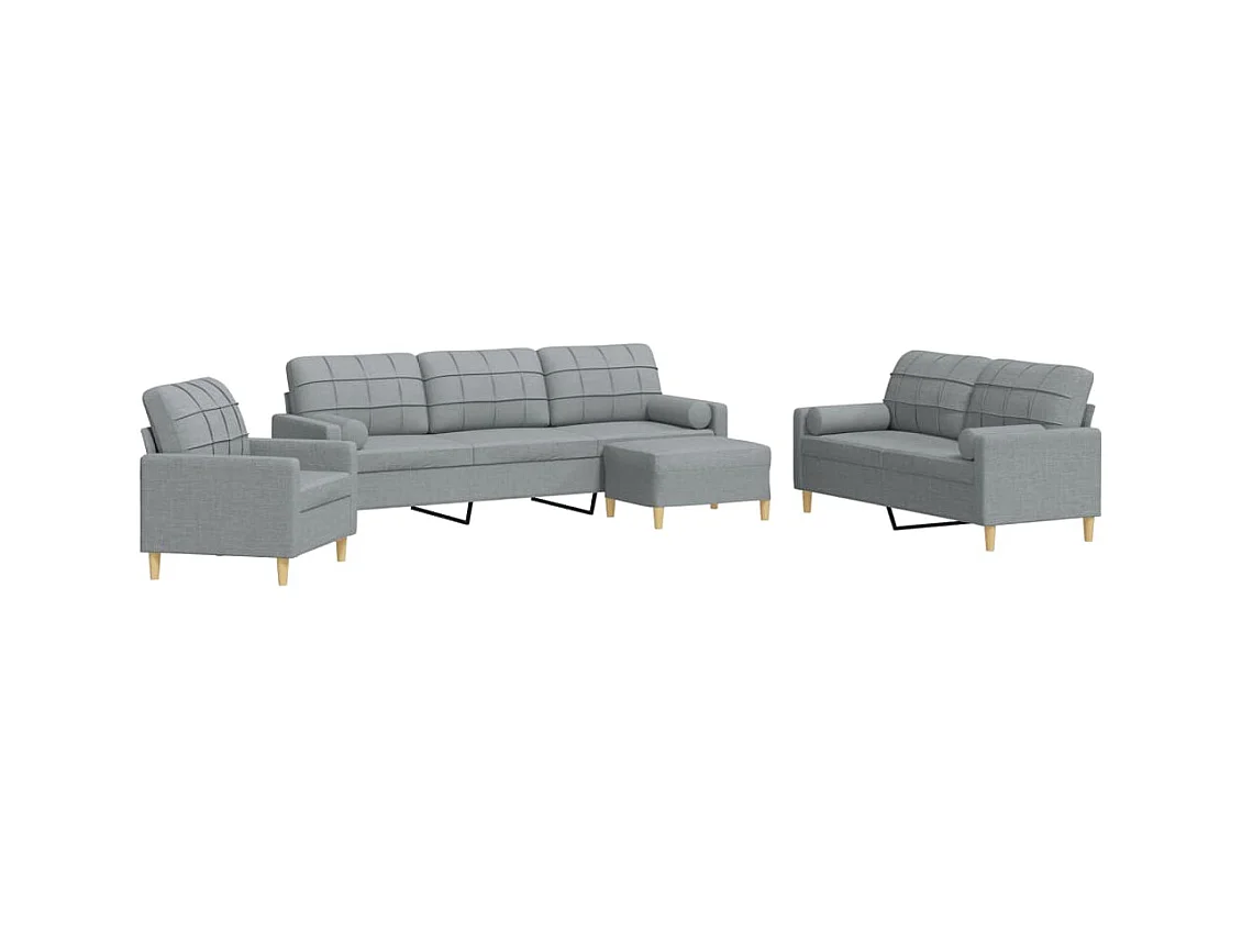 Conjunto de sofá de 4 piezas con reposapiés y cojines decorativos