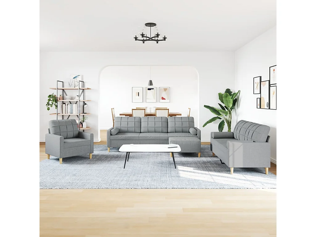 Conjunto de sofá de 4 piezas con reposapiés y cojines decorativos