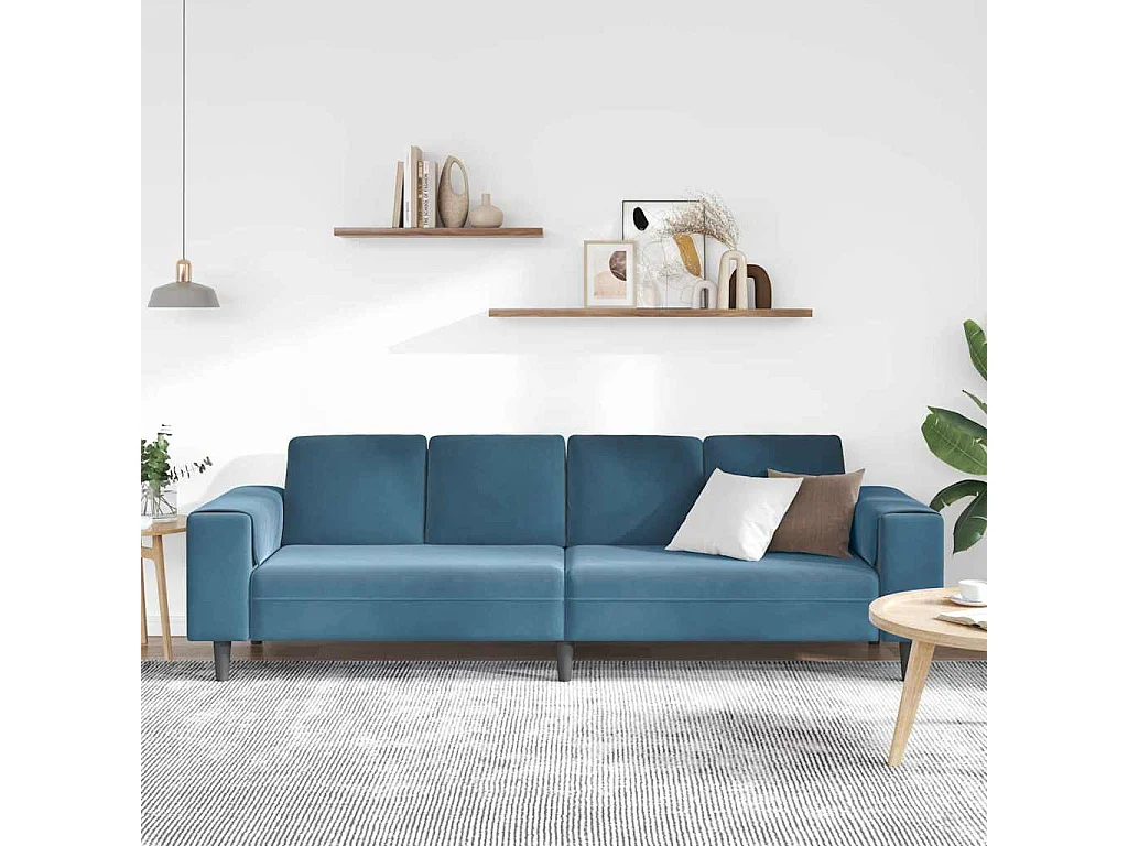 Blauwe fluwelen bankstel