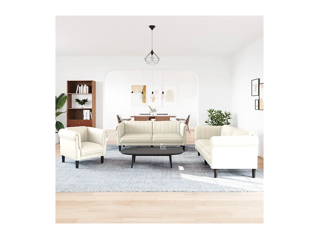 Ensemble de canapés 3 pcs crème velours