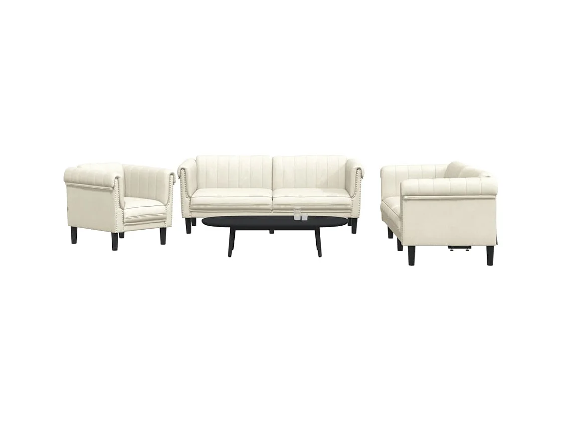 Conjunto de sofá de 3 piezas de terciopelo color crema