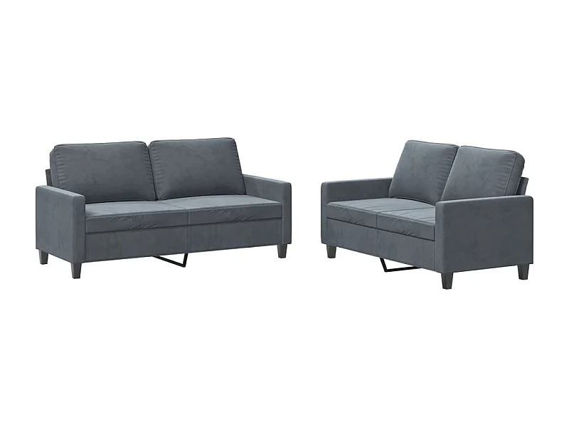 Ensemble de canapés 2 pcs avec coussins Gris foncé Velours