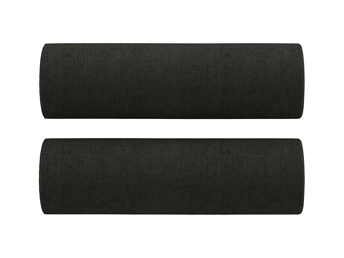 Sofá de 3 plazas con cojines decorativos tela negra 180 cm