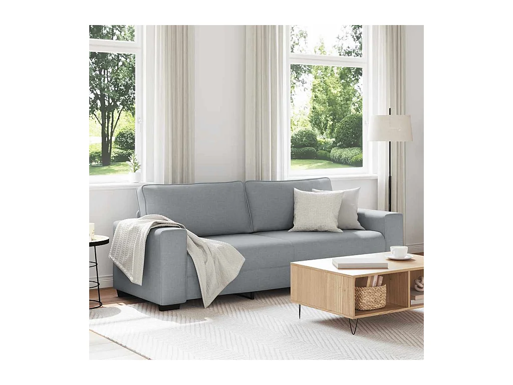 Divano 3 posti in tessuto grigio chiaro 180 cm