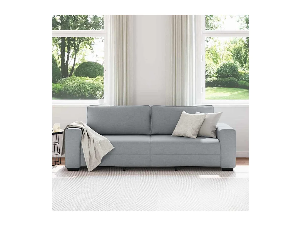 Divano 3 posti in tessuto grigio chiaro 180 cm