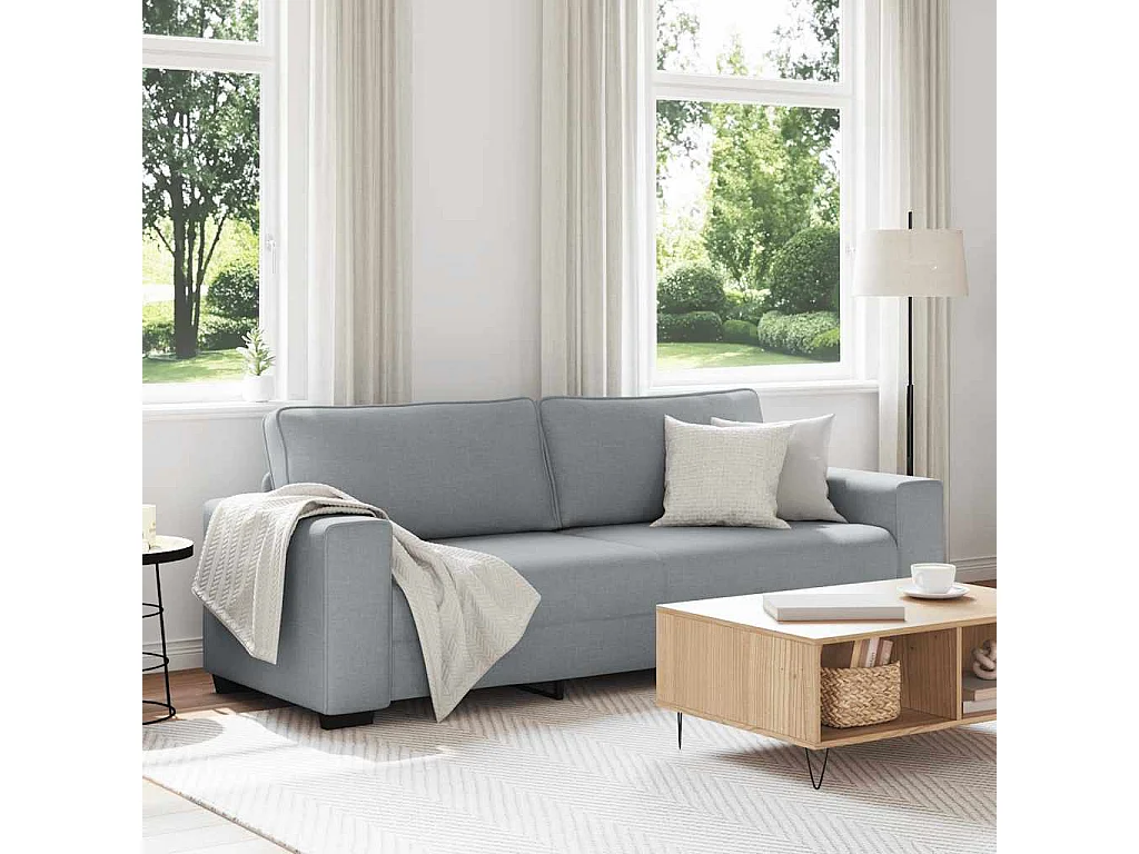 Canapé à 3 places gris clair 180 cm tissu