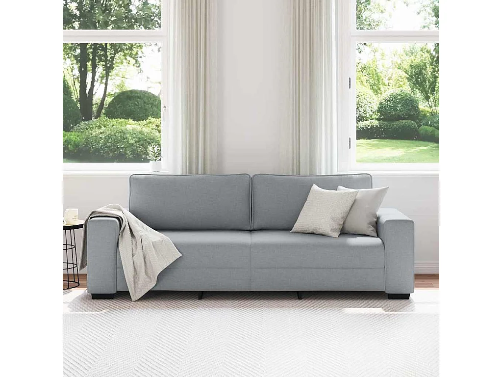 Canapé à 3 places gris clair 180 cm tissu