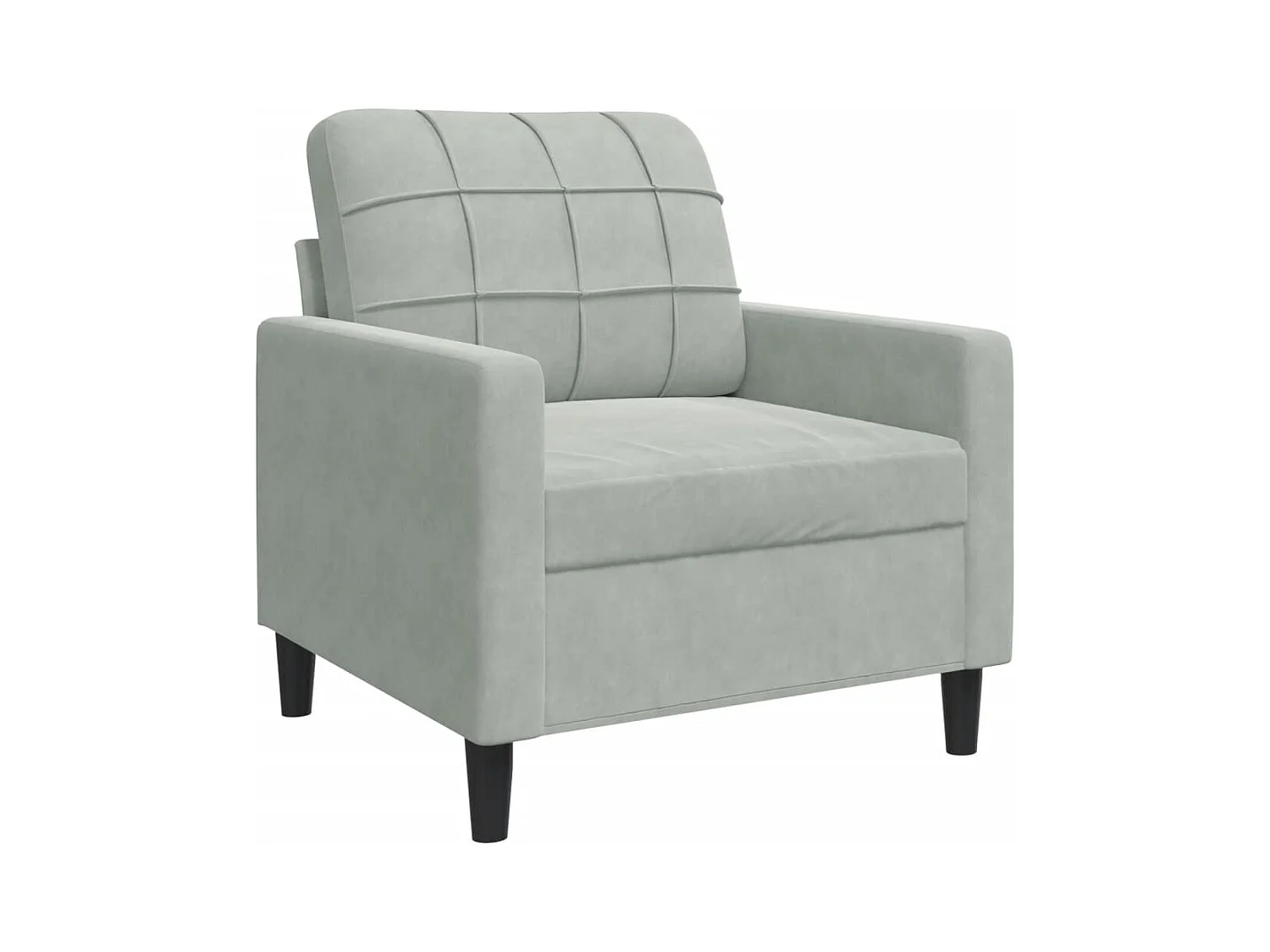 3-delige bankstel met kussens Lichtgrijs fluweel