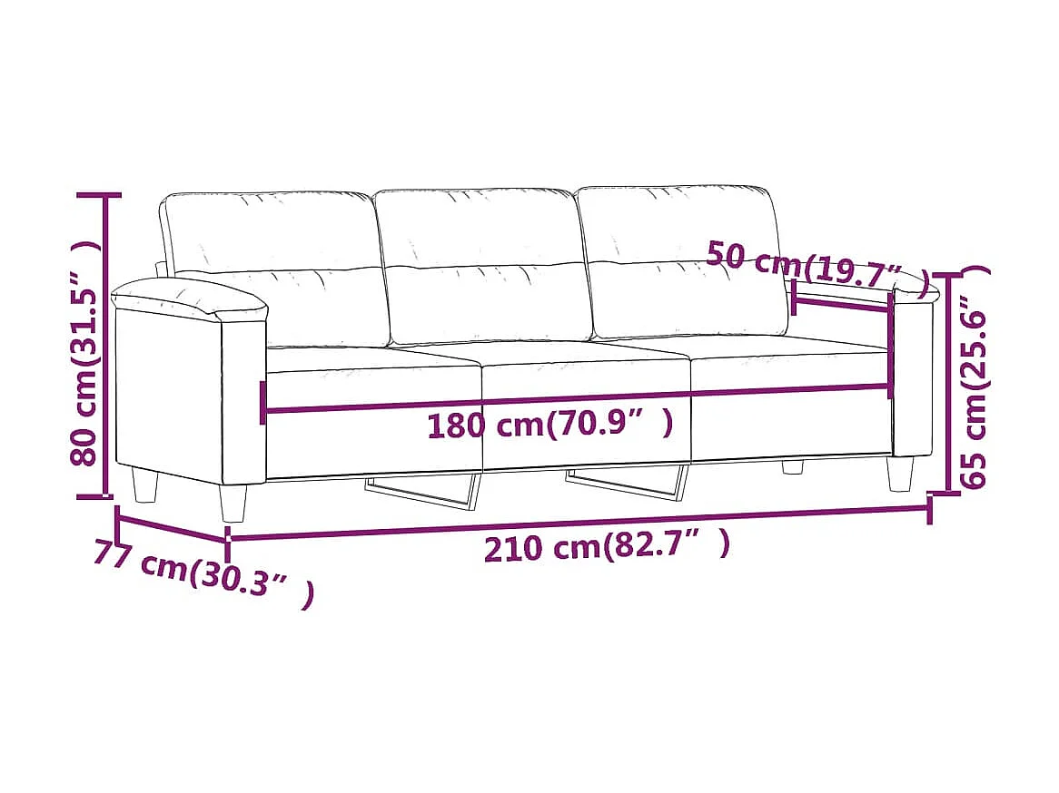 3-zitsbank Donkergrijs 180 cm Microvezelstof