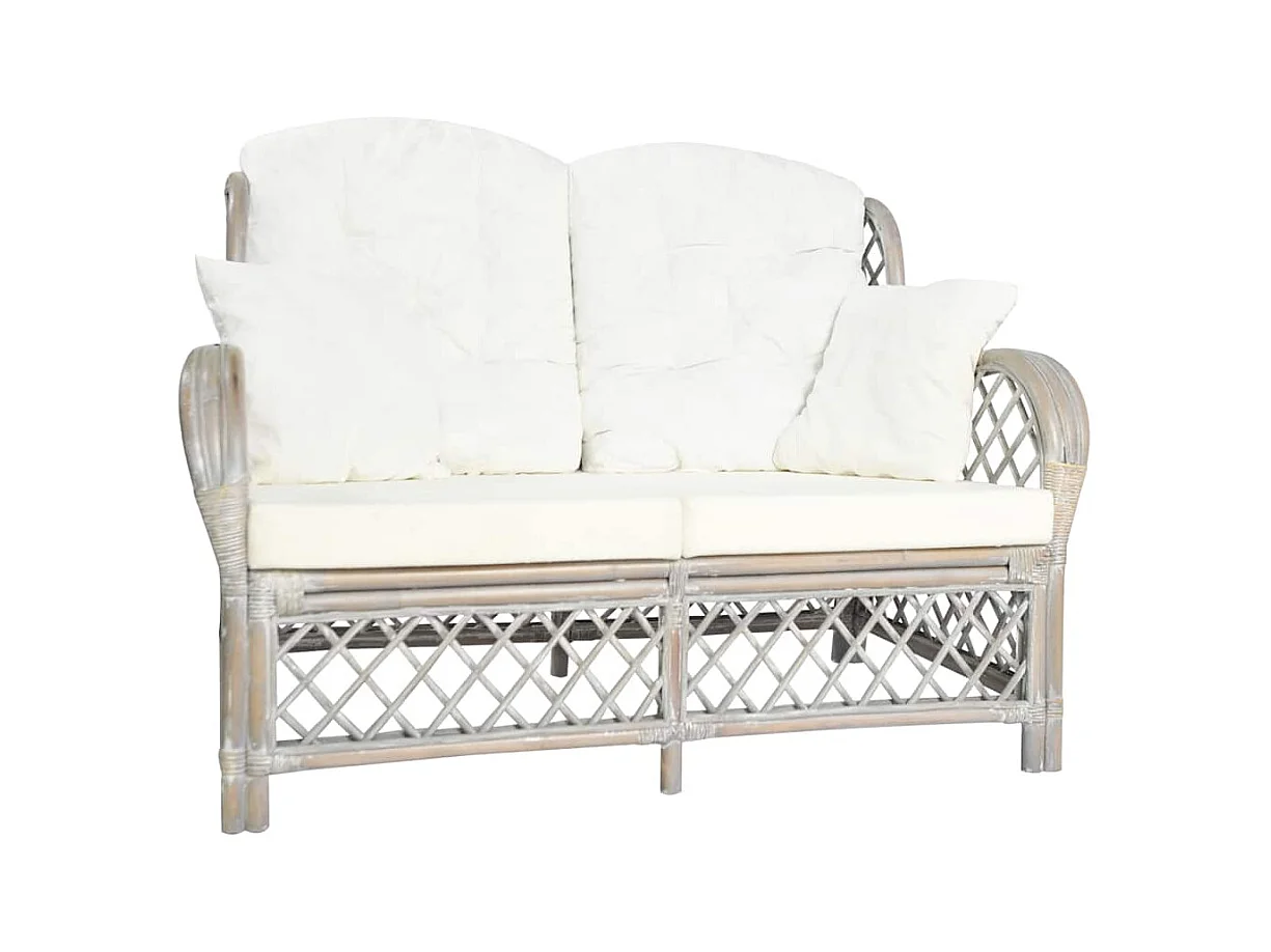 Canapé à 2 places Gris Rotin