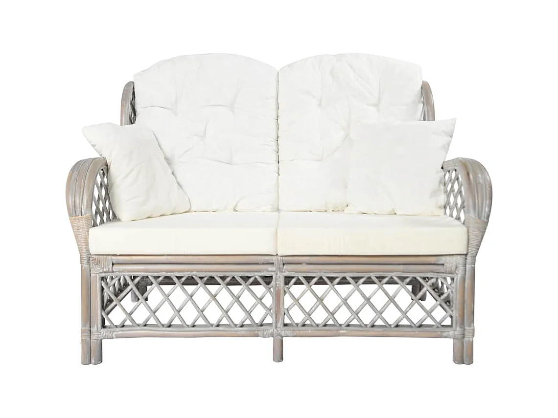 Canapé à 2 places Gris Rotin