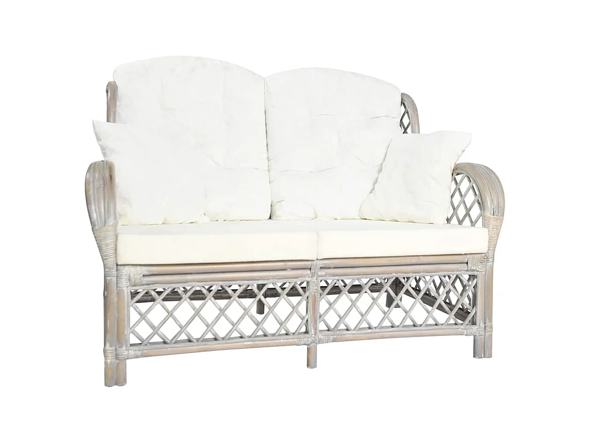 Canapé à 2 places Gris Rotin