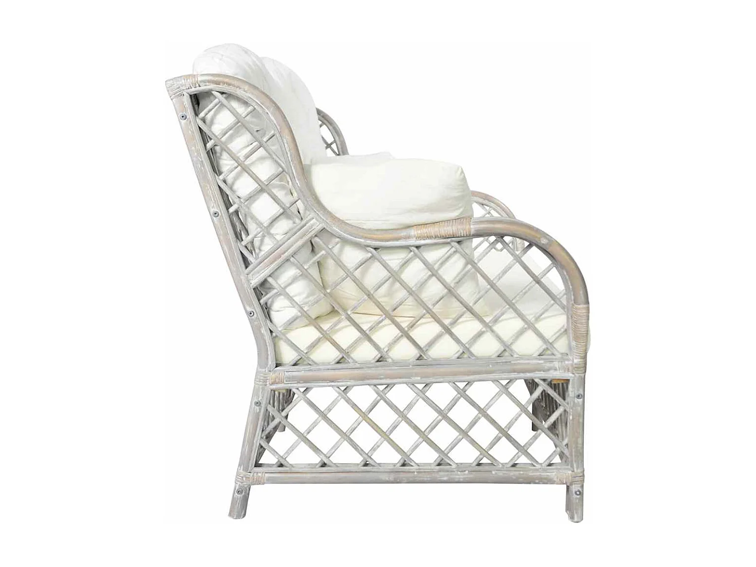 Canapé à 2 places Gris Rotin