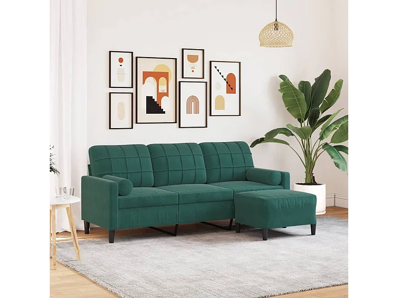 3-zitsbank met voetenbank Donkergroen 180 cm Fluweel