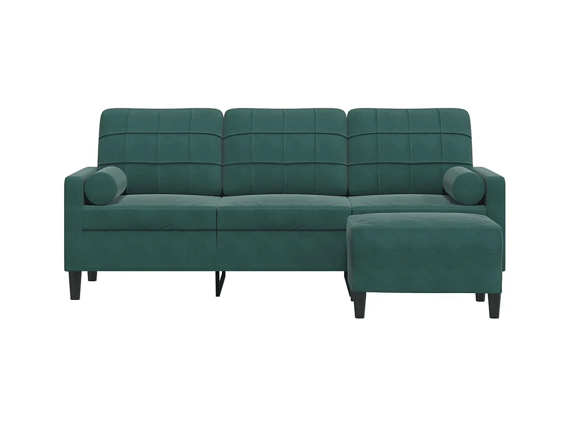 3-zitsbank met voetenbank Donkergroen 180 cm Fluweel