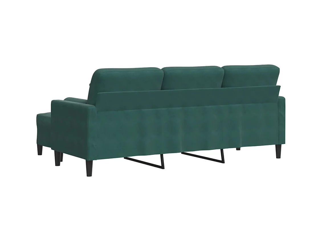 3-zitsbank met voetenbank Donkergroen 180 cm Fluweel