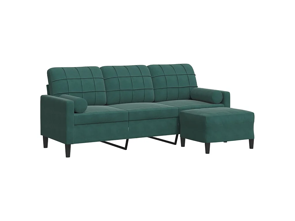 3-Sitzer-Sofa mit Fußhocker Dunkelgrün 180 cm Samt
