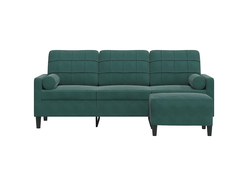 3-Sitzer-Sofa mit Fußhocker Dunkelgrün 180 cm Samt