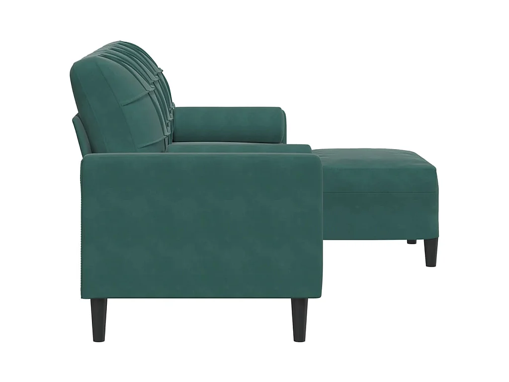3-Sitzer-Sofa mit Fußhocker Dunkelgrün 180 cm Samt