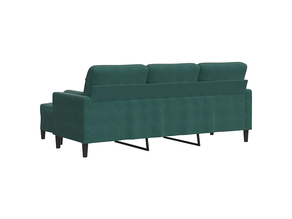3-Sitzer-Sofa mit Fußhocker Dunkelgrün 180 cm Samt