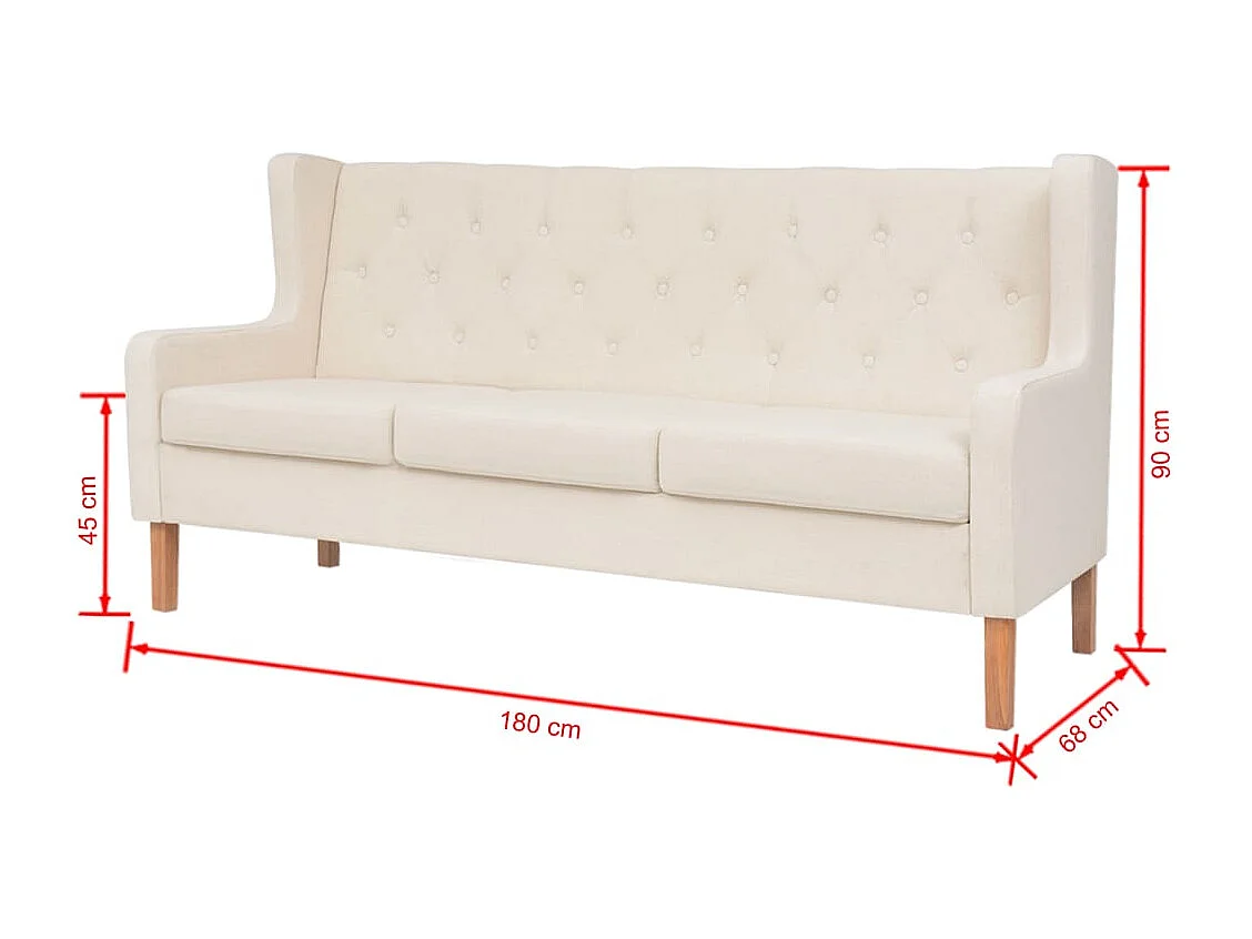 Sofá de 3 plazas en tela color blanco crema