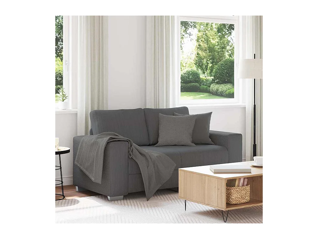Donkergrijze loveseat bank 120 cm corduroy stof