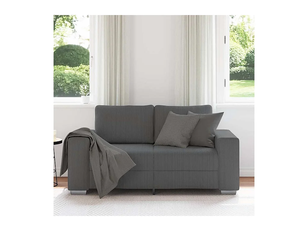 Donkergrijze loveseat bank 120 cm corduroy stof