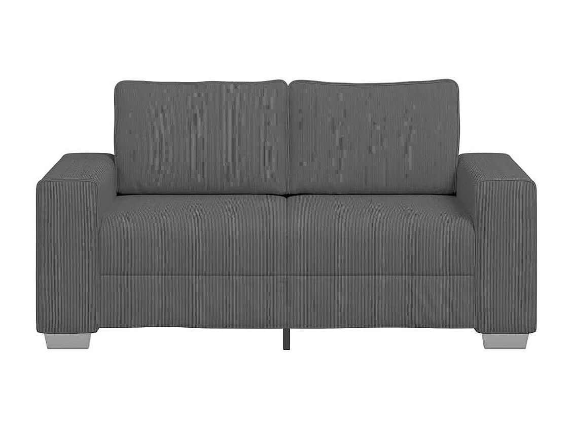 Sofá loveseat gris oscuro de 120 cm en tejido de pana