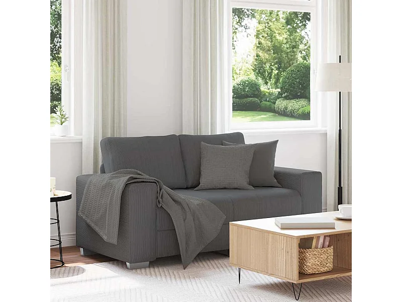 Canapé causeuse gris foncé 120 cm tissu velours côtelé