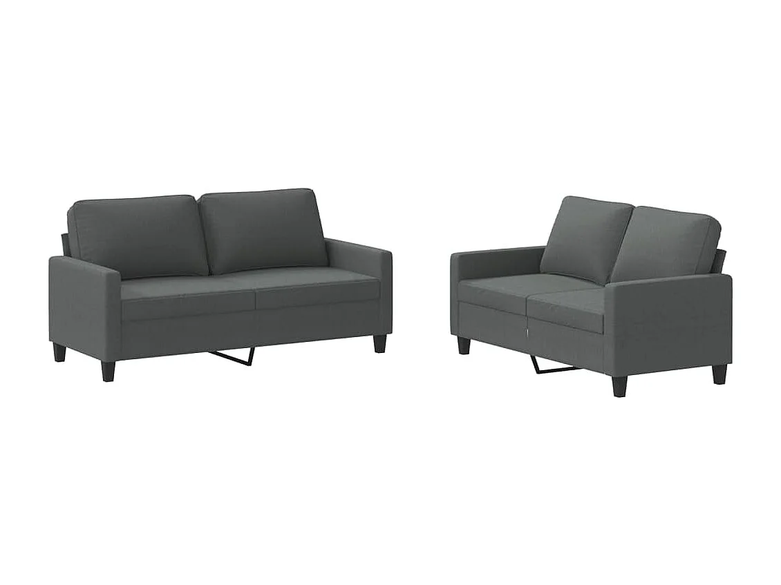 Conjunto de sofá de 2 piezas con cojines de tela gris oscuro