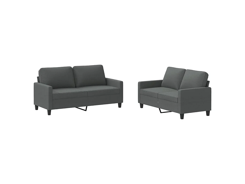 Ensemble de canapés 2 pcs avec coussins Gris foncé Tissu