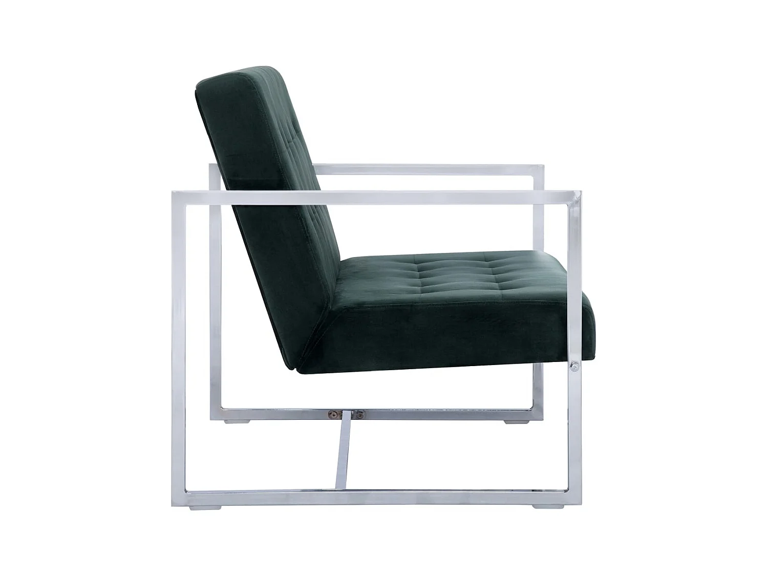 Divano 2 posti con braccioli Verde scuro Cromo e velluto